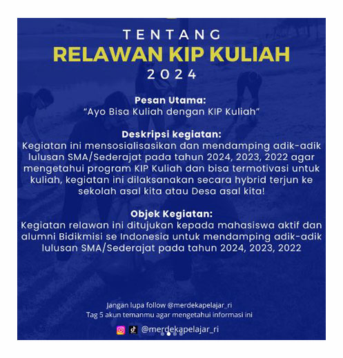 Pendaftaran Relawan KIP Kuliah 2024